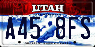 UT license plate A458FS