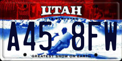 UT license plate A458FW