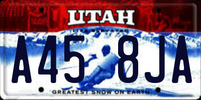 UT license plate A458JA