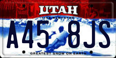 UT license plate A458JS