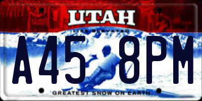 UT license plate A458PM