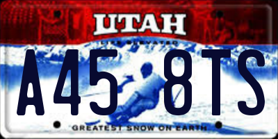 UT license plate A458TS