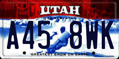 UT license plate A458WK