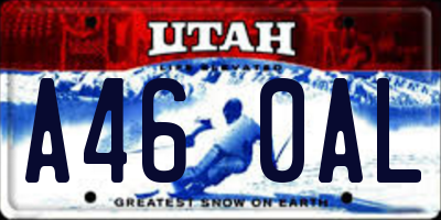 UT license plate A460AL