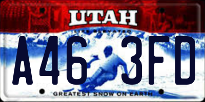 UT license plate A463FD