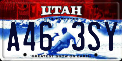 UT license plate A463SY