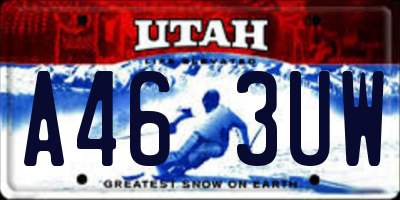UT license plate A463UW