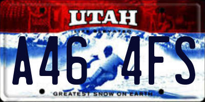 UT license plate A464FS