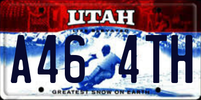 UT license plate A464TH