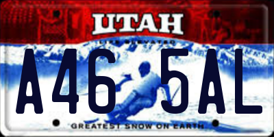 UT license plate A465AL