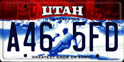 UT license plate A465FD