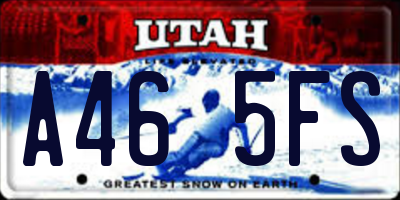 UT license plate A465FS