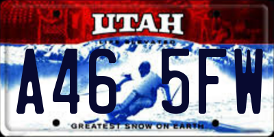 UT license plate A465FW