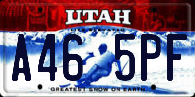 UT license plate A465PF