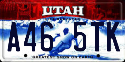 UT license plate A465TK