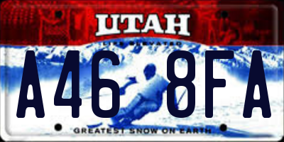 UT license plate A468FA