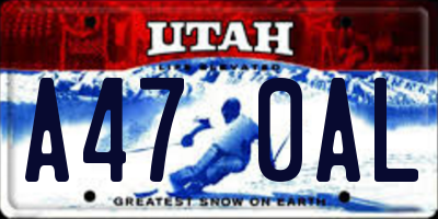 UT license plate A470AL