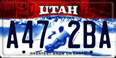 UT license plate A472BA