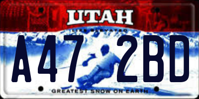 UT license plate A472BD