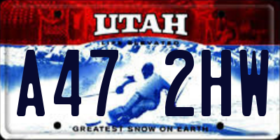 UT license plate A472HW