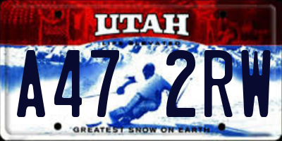 UT license plate A472RW