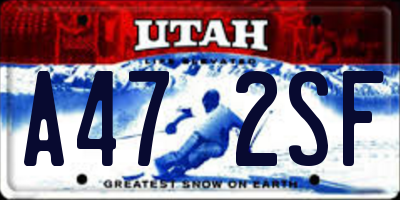 UT license plate A472SF
