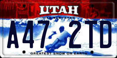 UT license plate A472TD