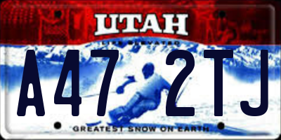UT license plate A472TJ
