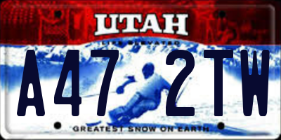 UT license plate A472TW