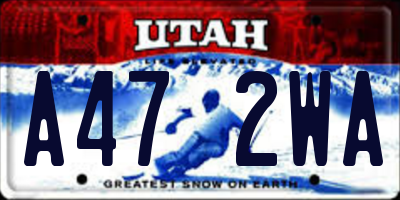 UT license plate A472WA