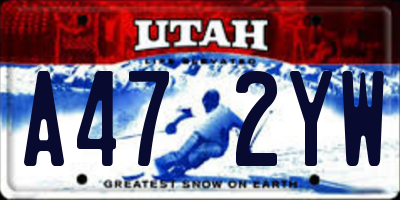 UT license plate A472YW