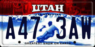 UT license plate A473AW