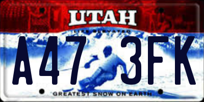 UT license plate A473FK