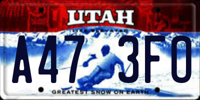 UT license plate A473FO