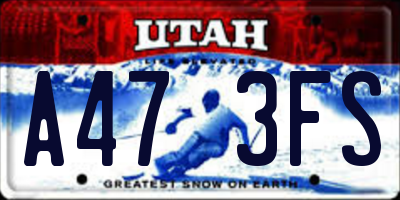 UT license plate A473FS