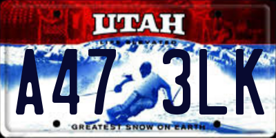 UT license plate A473LK
