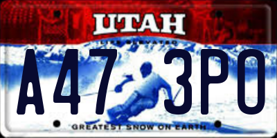 UT license plate A473PO