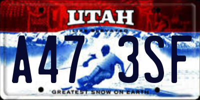 UT license plate A473SF