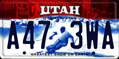 UT license plate A473WA