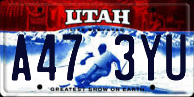 UT license plate A473YU