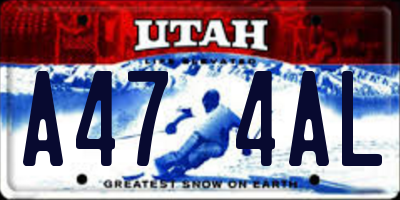 UT license plate A474AL