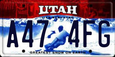 UT license plate A474FG