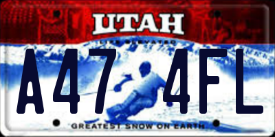 UT license plate A474FL