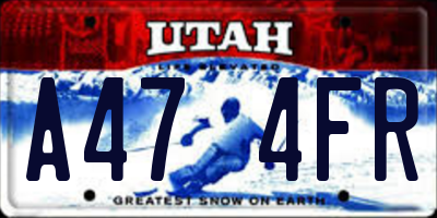 UT license plate A474FR