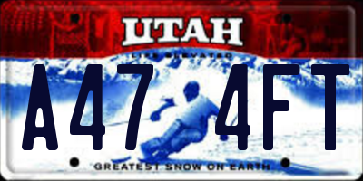 UT license plate A474FT