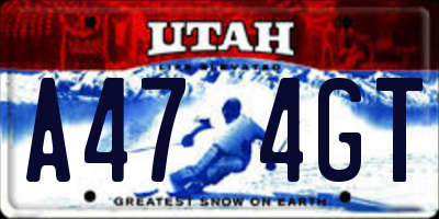 UT license plate A474GT