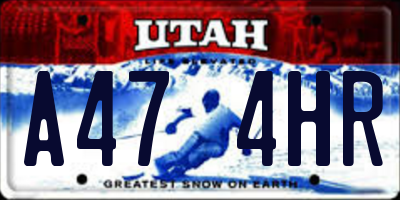 UT license plate A474HR