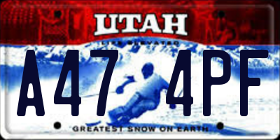UT license plate A474PF