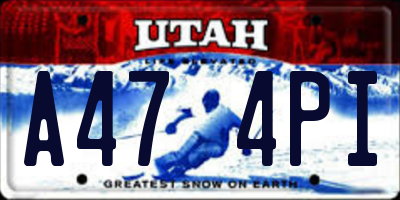 UT license plate A474PI