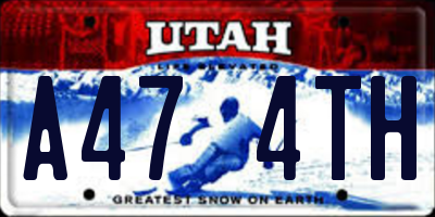 UT license plate A474TH